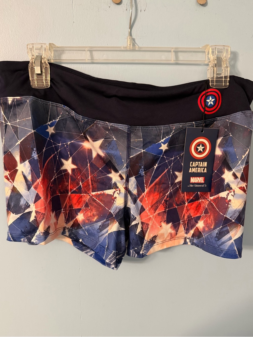 Her Universe Captain America Starburst Blue, Red & White Athletic Shorts